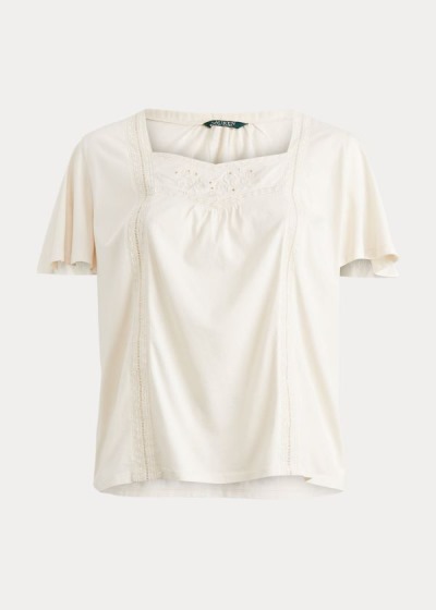 Top Ralph Lauren Jersey Flutter-Sleeve Mulher 54389-YMDF